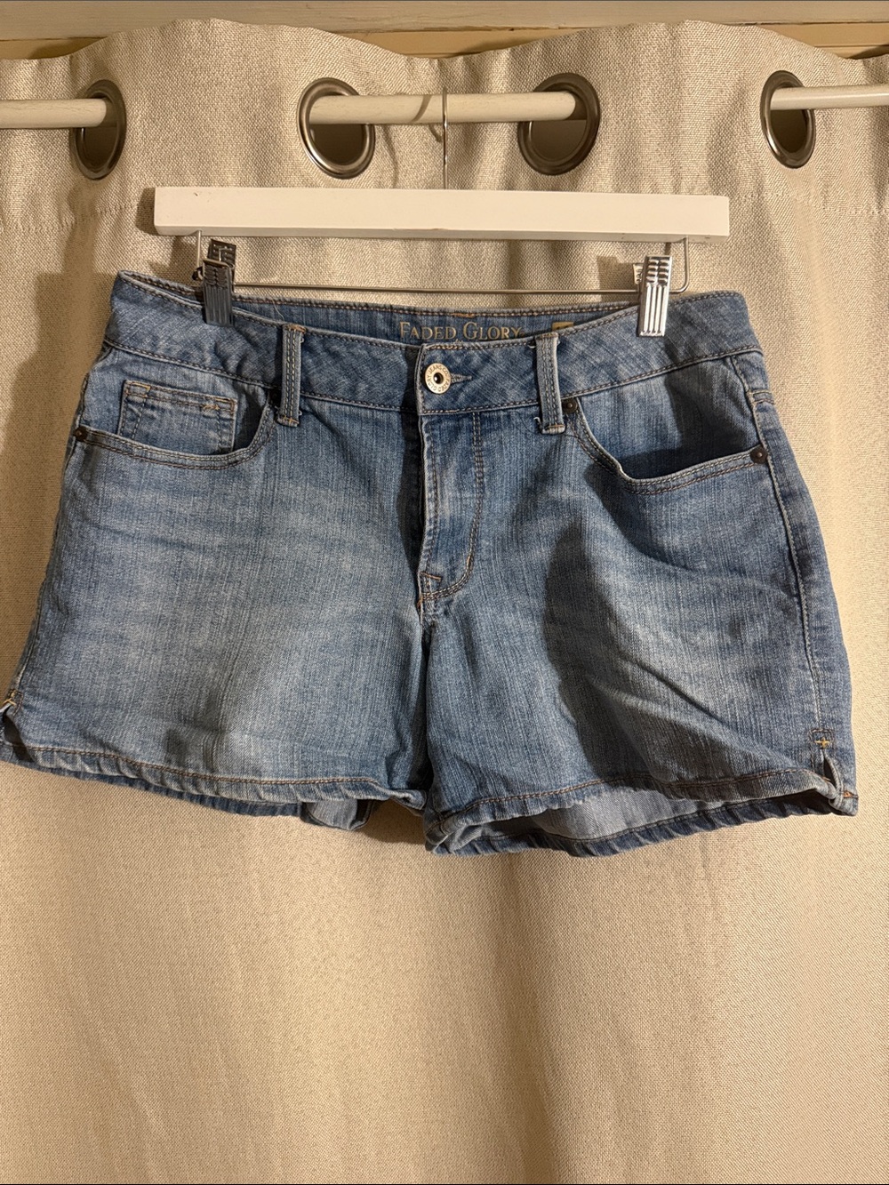 Faded Glory Light Wash Denim Shortalls